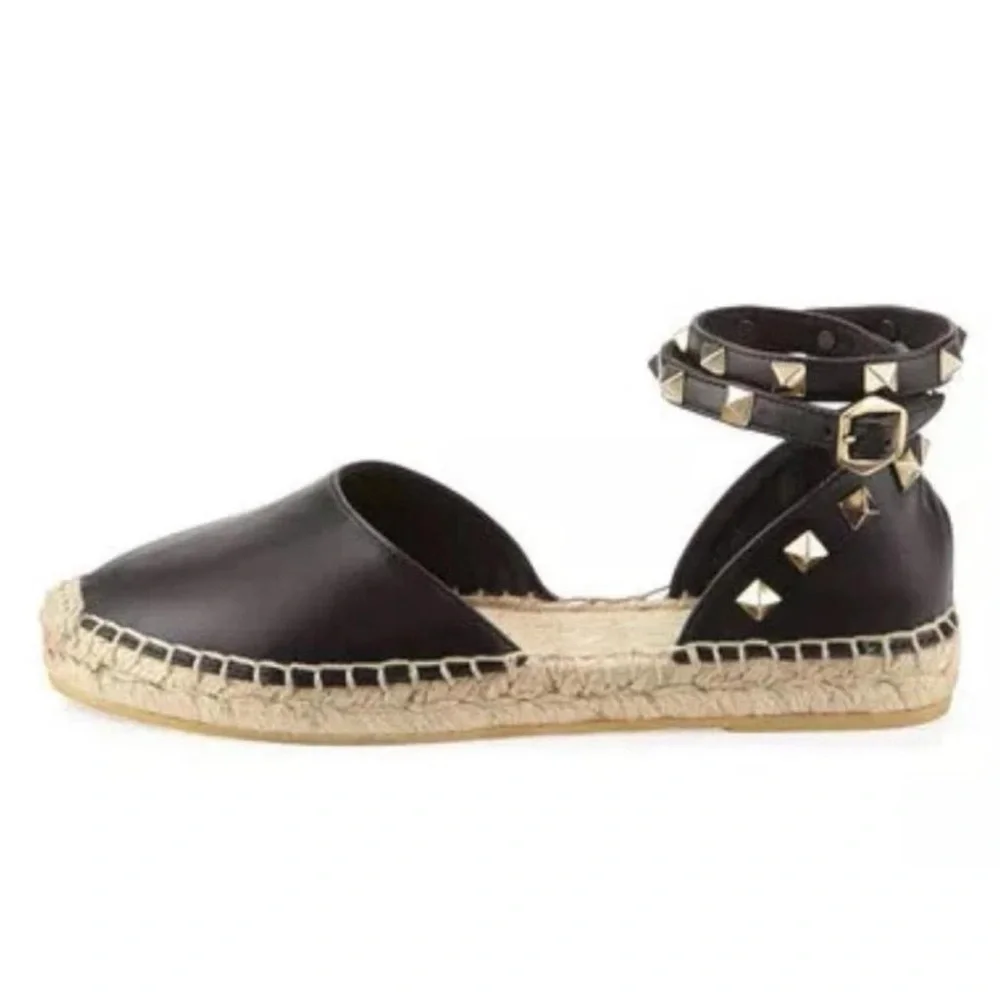 Ash Zania d'Orsay Esapdrilles Black Studded Leather Size 39 MSRP $298